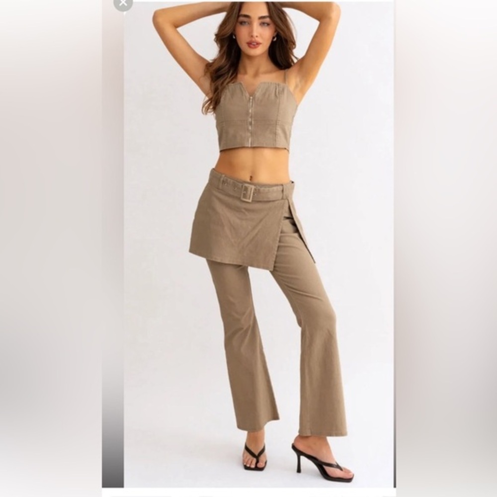 Y2K Corset Top & Skirt-Pants Set Edgy Coord Outfit Streetwear